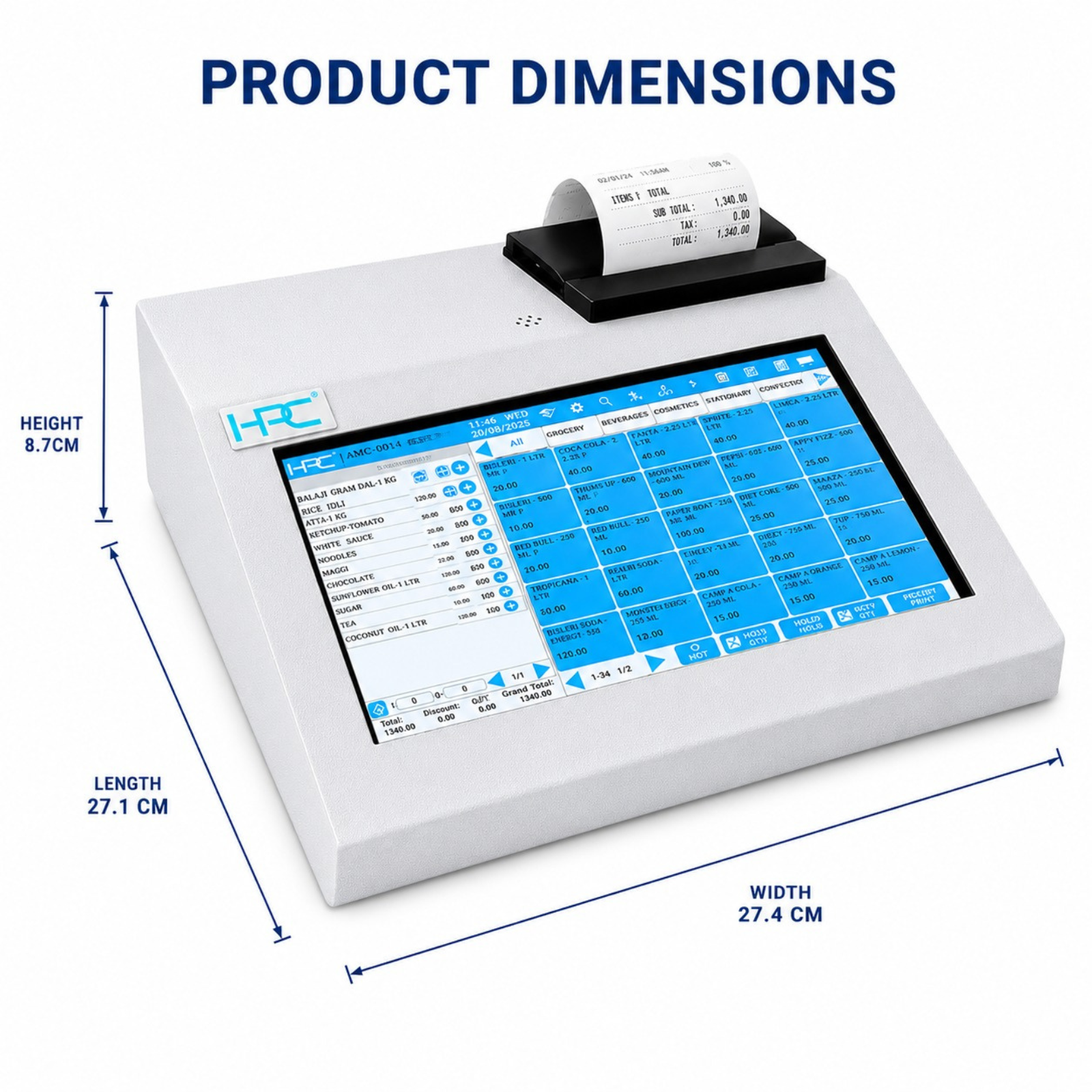 HPC 64- 10 Inch POS Billing Machine with Scanner - Image 2