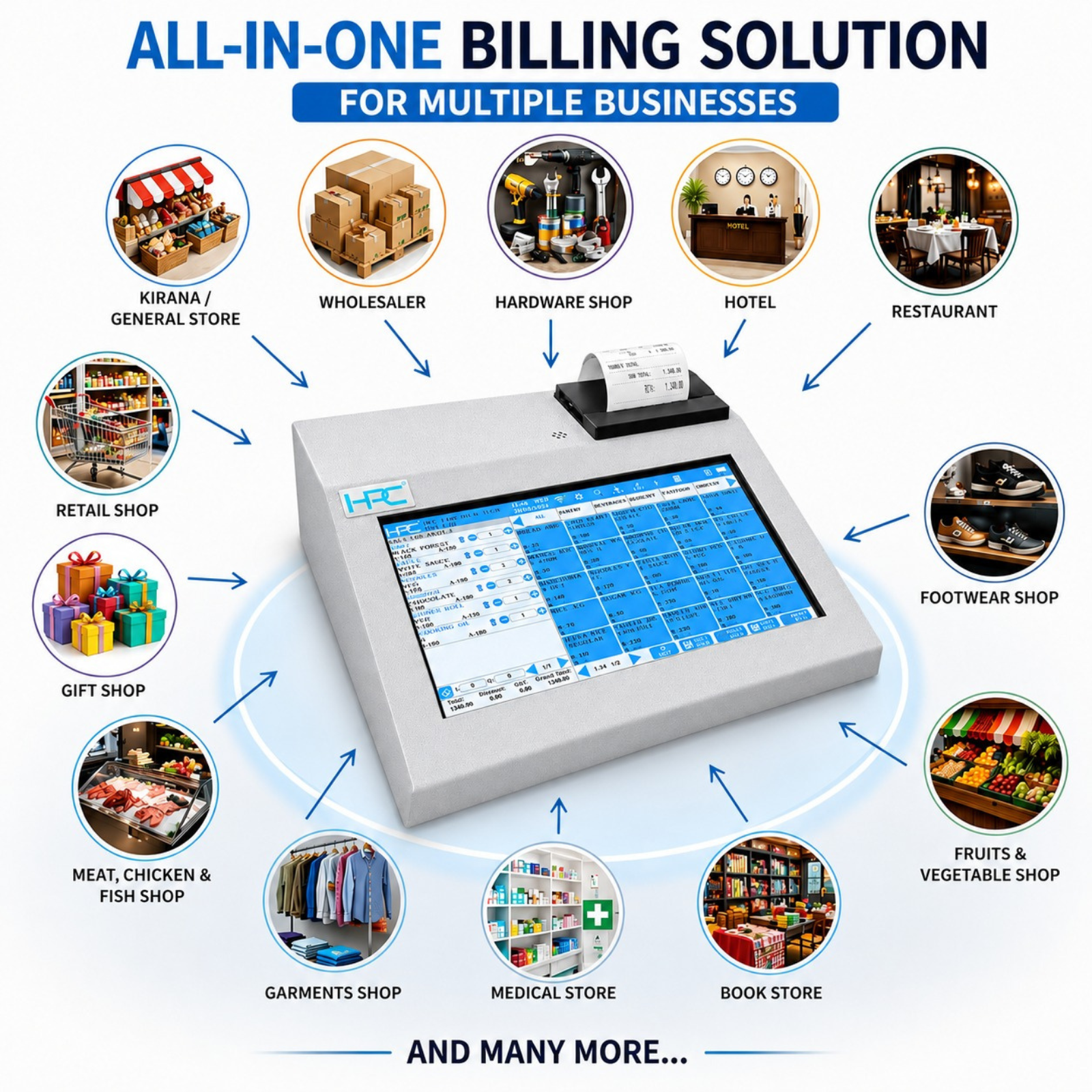 HPC 64- 10 Inch POS Billing Machine with Scanner - Image 8