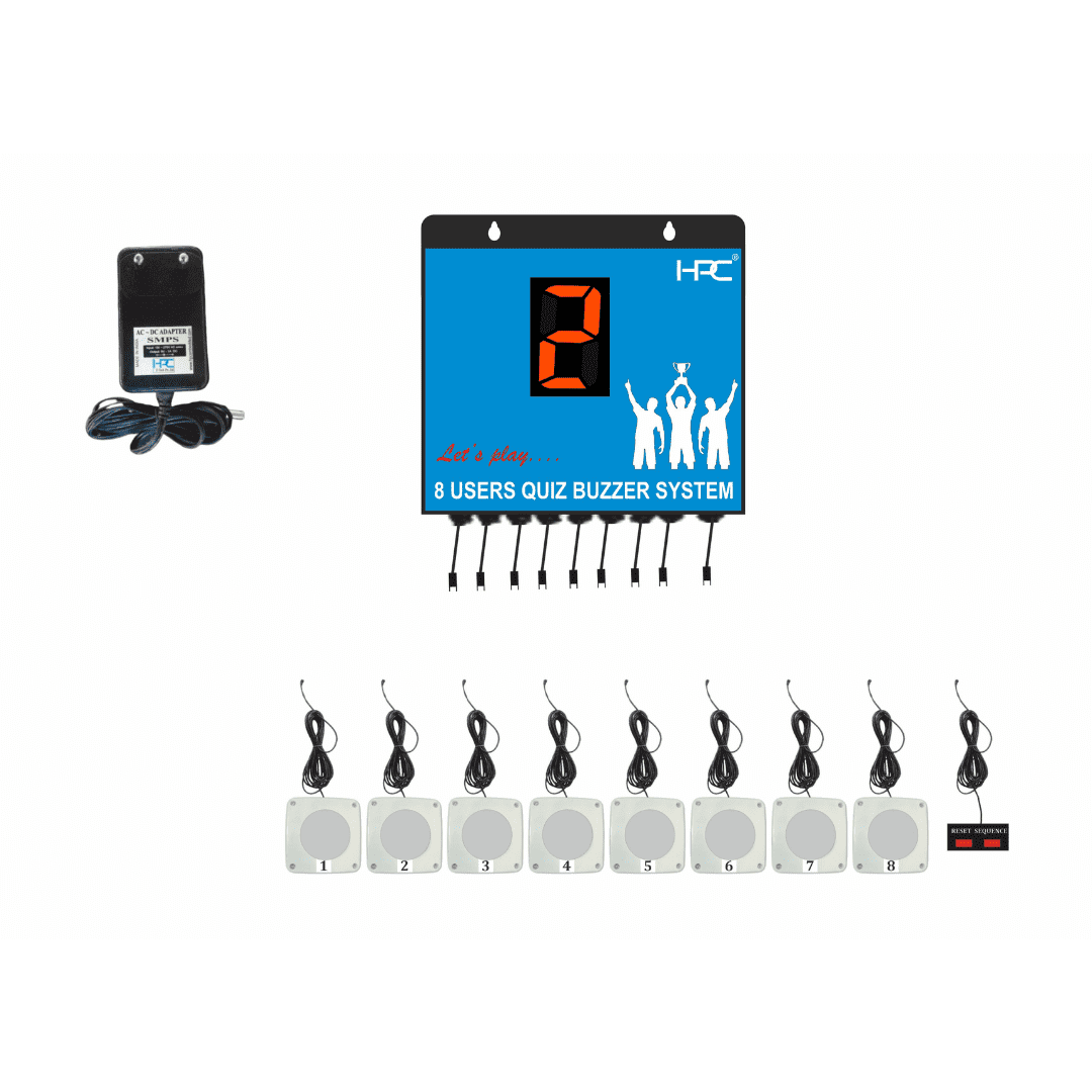 HPC202- 8 User Quiz Buzzer System With 26 Foot Long Wires