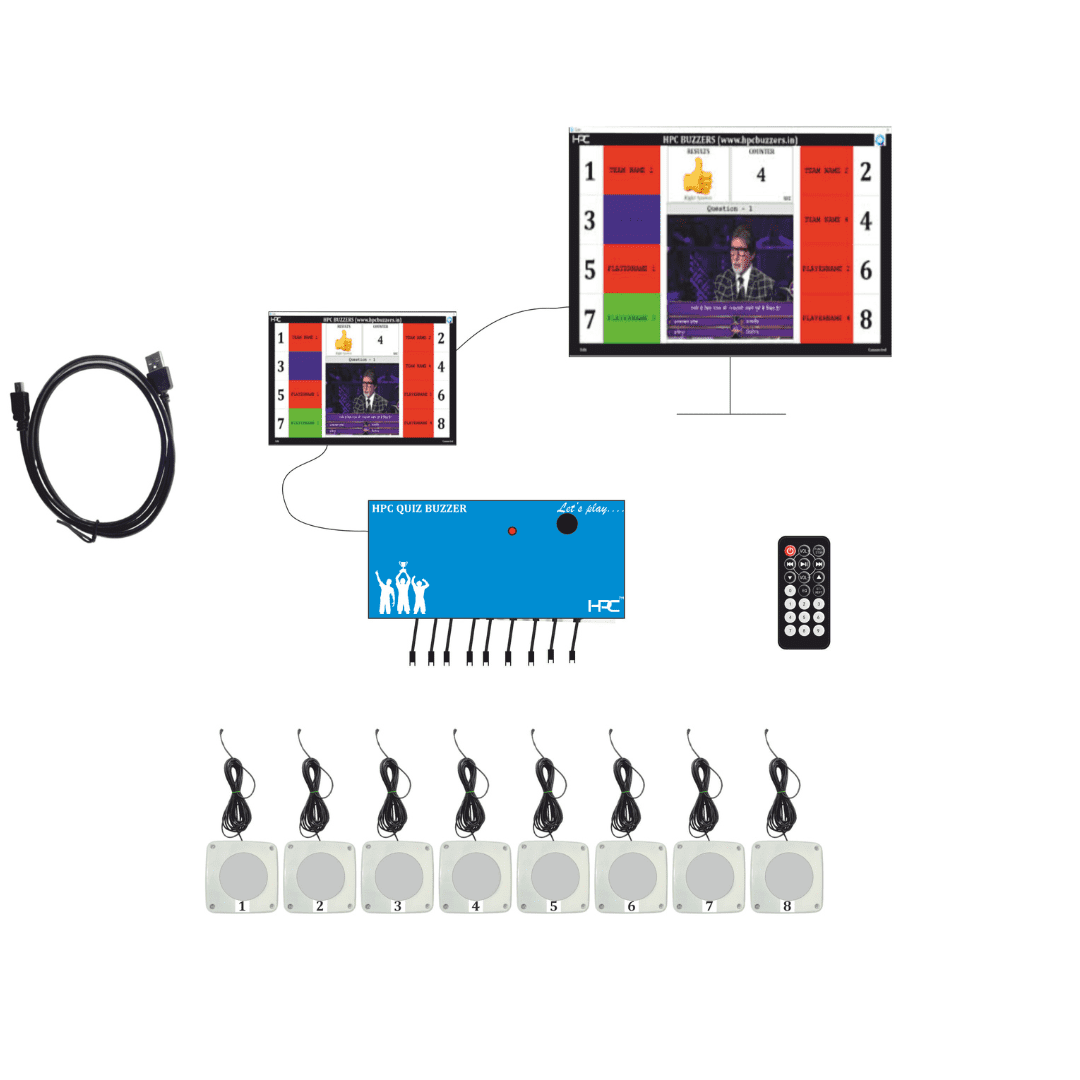 HPC205- 8 Player Quiz Game Buzzer System with Windows Application Version 2